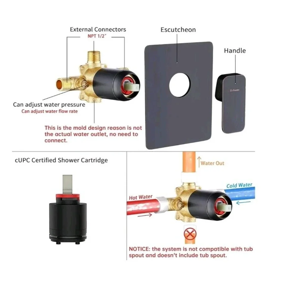 Shower System 10 in. Square Rainfall 1-Spray in Satin Black
